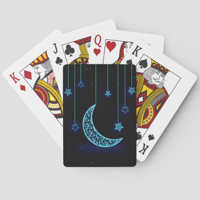Hanging crescent moon stars playing cards (Back)