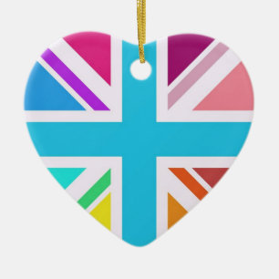Hanging Decoration-Multi Coloured Union Jack Flag Ceramic Tree Decoration
