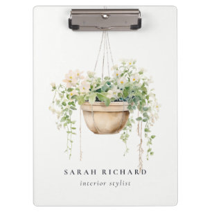 Hanging Floral House Plants Watercolor Botanical  Clipboard