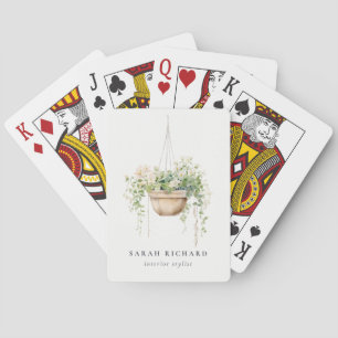 Hanging Floral House Plants Watercolor Botanical Playing Cards