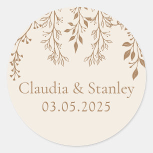 Hanging Florals Foliage Warm Romantic Boho Earthy Classic Round Sticker