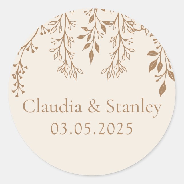 Hanging Florals Foliage Warm Romantic Boho Earthy Classic Round Sticker (Front)