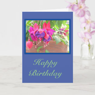 Hanging Fuchsia Plant/Happy Birthday/customisable Card