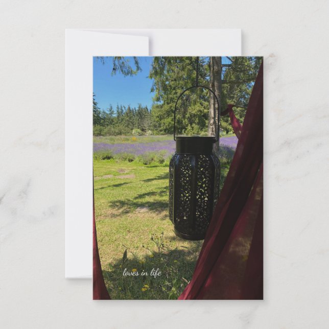 Hanging Garden Lantern & Lavender Field Card (Front)