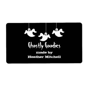 Hanging Ghosts Halloween Baking Labels, Black