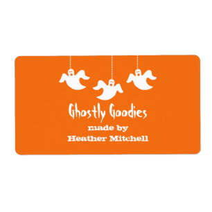 Hanging Ghosts Halloween Baking Labels, Orange