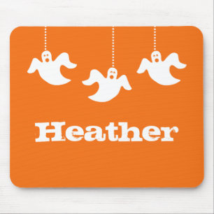 Hanging Ghosts Halloween Mousepad, Orange Mouse Pad
