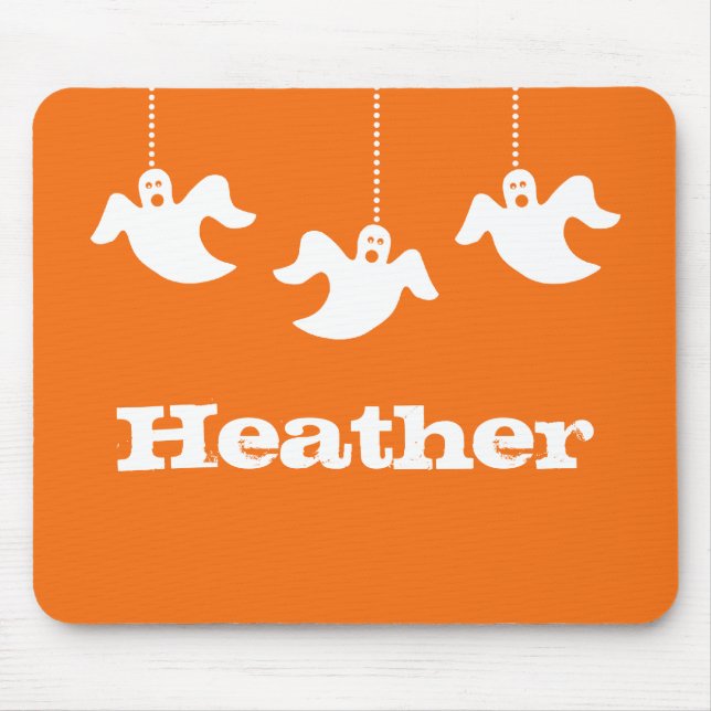 Hanging Ghosts Halloween Mousepad, Orange Mouse Pad (Front)