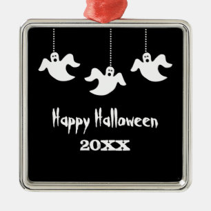 Hanging Ghosts Halloween Ornament, Black Metal Tree Decoration