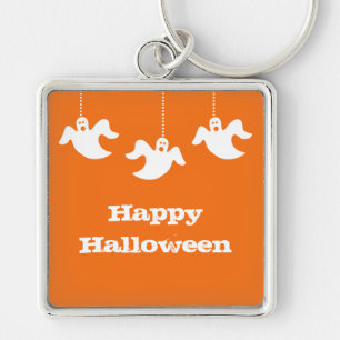 Hanging Ghosts Premium Keychain, Orange Key Ring