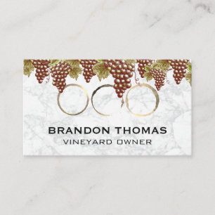 Hanging Grapes Wine Stain Marble Business Card