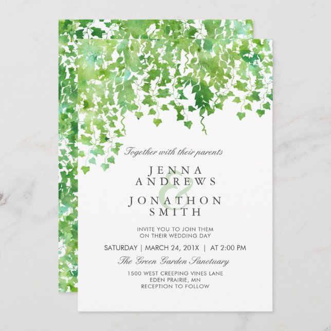 Hanging Greenery Wedding Invitation (Front/Back)