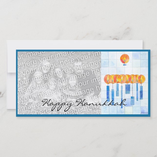 Hanging Hanukkah Candles Holiday Card (Front)