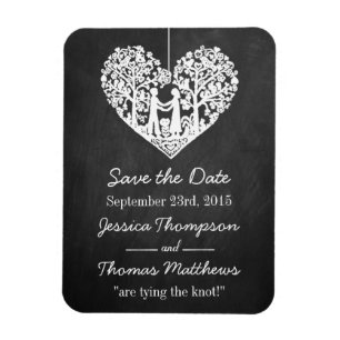 Hanging Heart Tree Chalkboard Save The Date Magnet