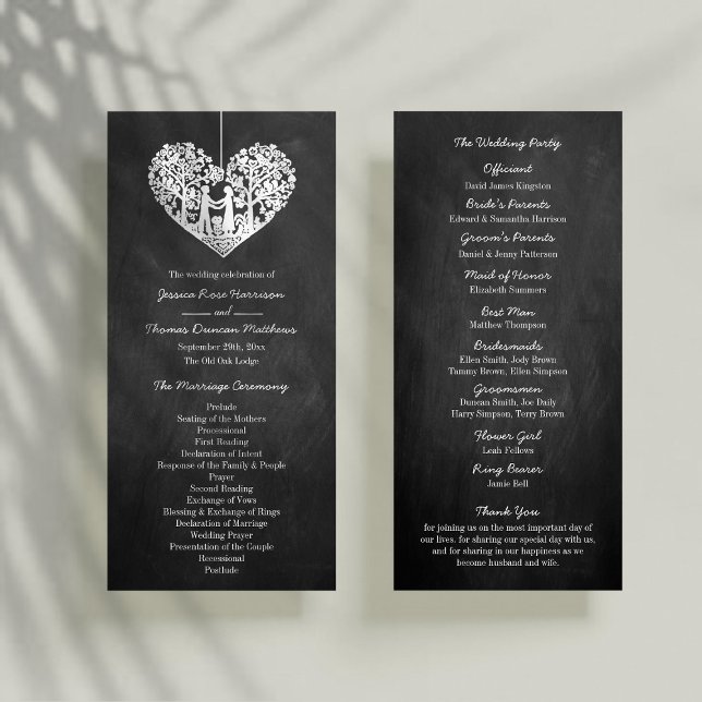 Hanging Heart Tree Chalkboard Wedding Program Programme (Creator Uploaded)