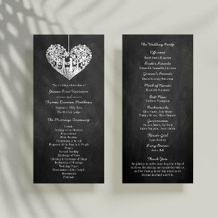 Hanging Heart Tree Chalkboard Wedding Program Rack Card