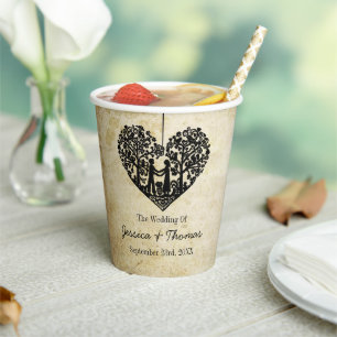 Hanging Heart Tree Vintage Wedding Collection Paper Cups