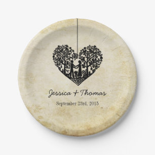 Hanging Heart Tree Vintage Wedding Collection Paper Plate
