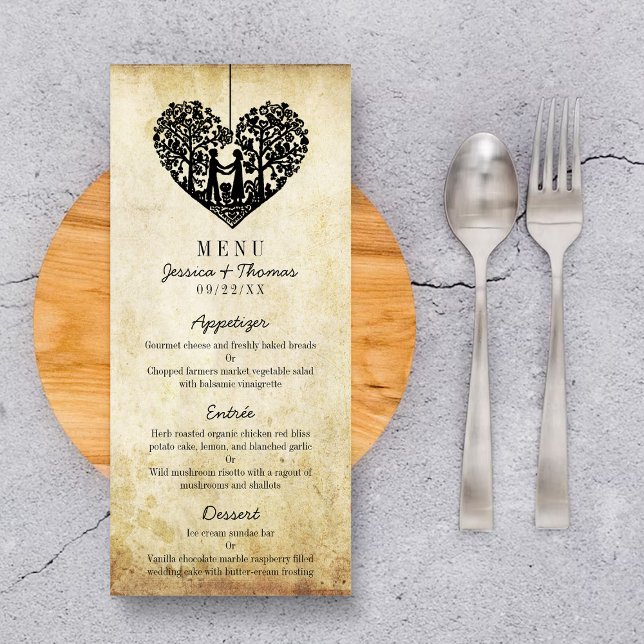 Hanging Heart Tree Vintage Wedding Menu (Creator Uploaded)
