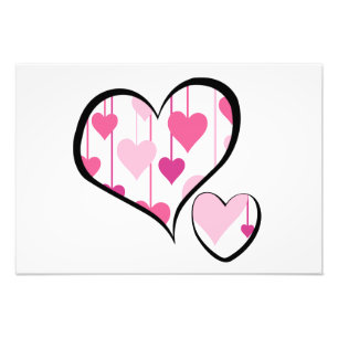 Hanging Hearts - Pink White Black Photo Print