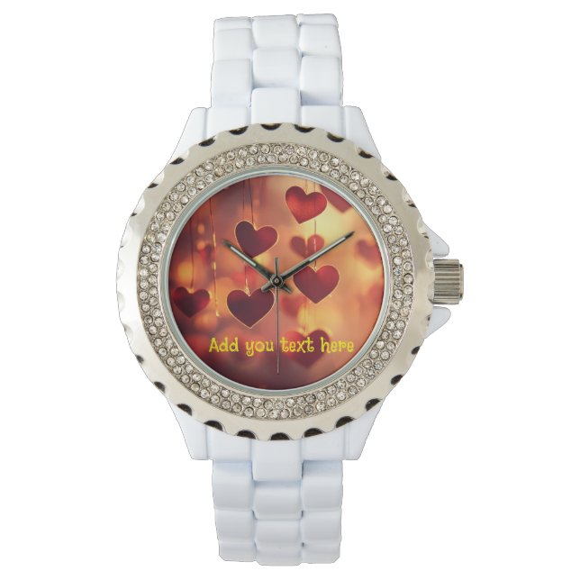 Hanging Hearts Wrist Watch - Customisable (Front)