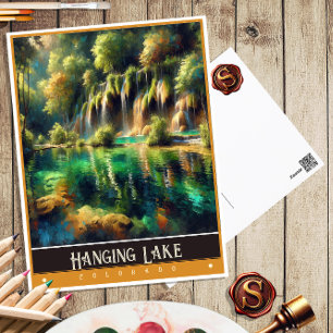 Hanging Lake, Colorado Vintage Painting Postcard