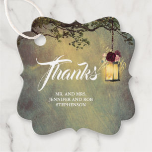 Hanging Lantern Rustic Floral Wedding Thank You Favour Tags