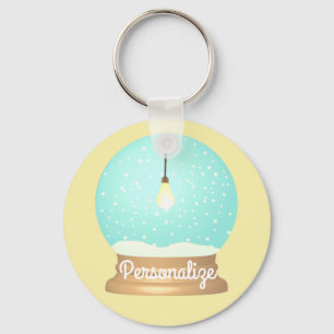Hanging lightbulb snow globe keychain