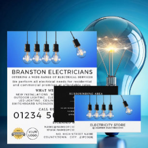 Hanging Lightbulbs, Electrician Advertising Flyer