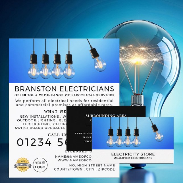 Hanging Lightbulbs, Electrician Business Card (Creator Uploaded)