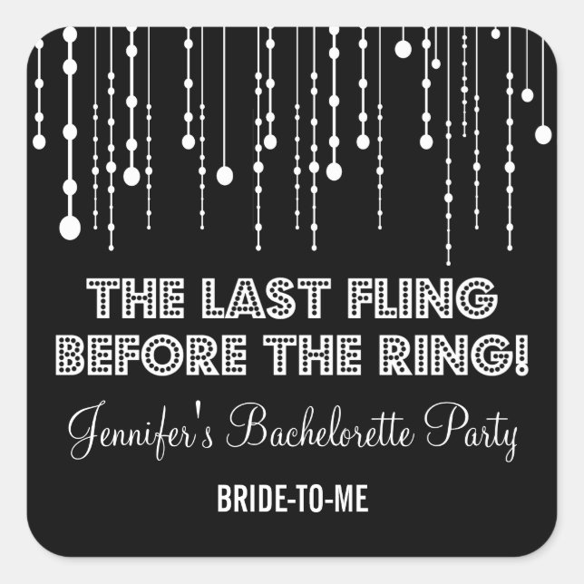 Hanging Lights Bachelorette Party Square Sticker (Front)
