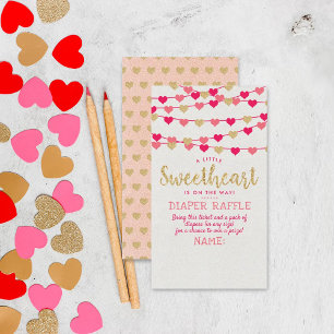 Hanging Love Hearts Little Sweetheart Baby Shower Enclosure Card
