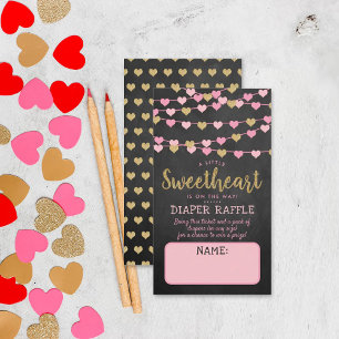 Hanging Love Hearts Little Sweetheart Baby Shower Enclosure Card