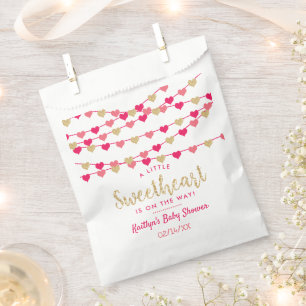 Hanging Love Hearts Little Sweetheart Baby Shower Favour Bags