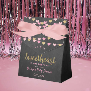 Hanging Love Hearts Little Sweetheart Baby Shower Favour Box