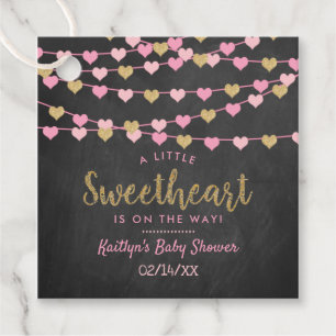 Hanging Love Hearts Little Sweetheart Baby Shower Favour Tags