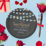 Hanging Love Hearts Little Sweetheart Baby Shower Paper Plate<br><div class="desc">Celebrate in style with these fun and modern baby shower paper plates. The design is easy to personalise with your own wording and your family and friends will be thrilled when they see these fabulous paper plates. Matching party items can be found in the collection.</div>
