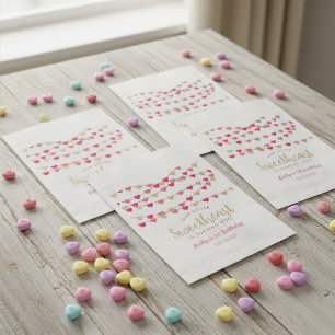 Hanging Love Hearts Little Sweetheart Birthday Favour Bags