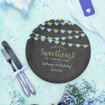 Hanging Love Hearts Little Sweetheart Birthday Paper Plate<br><div class="desc">Celebrate in style with these fun and modern any age birthday party paper plates. The design is easy to personalise with your own wording and your family and friends will be thrilled when they see these fabulous paper plates. Matching party items can be found in the collection.</div>