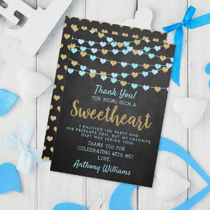 Hanging Love Hearts Little Sweetheart Birthday Thank You Card