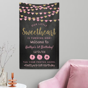 Hanging Love Hearts Sweetheart Birthday Welcome Banner