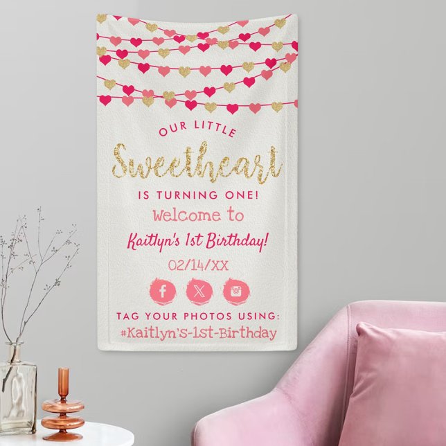 Hanging Love Hearts Sweetheart Birthday Welcome Banner (Creator Uploaded)