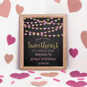 Hanging Love Hearts Sweetheart Birthday Welcome Po Poster