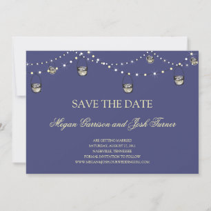 Hanging Mason Jars on String of Lights STD Save The Date