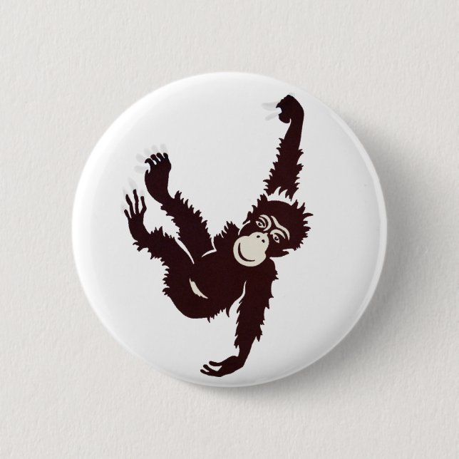 Hanging Monkey 6 Cm Round Badge (Front)
