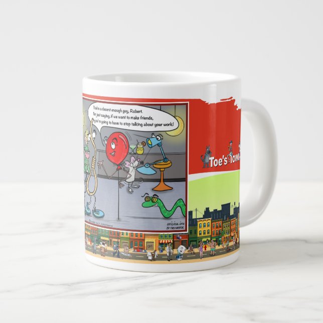 Hanging on Every Word | Absurd Situational Large Coffee Mug (Front Right)