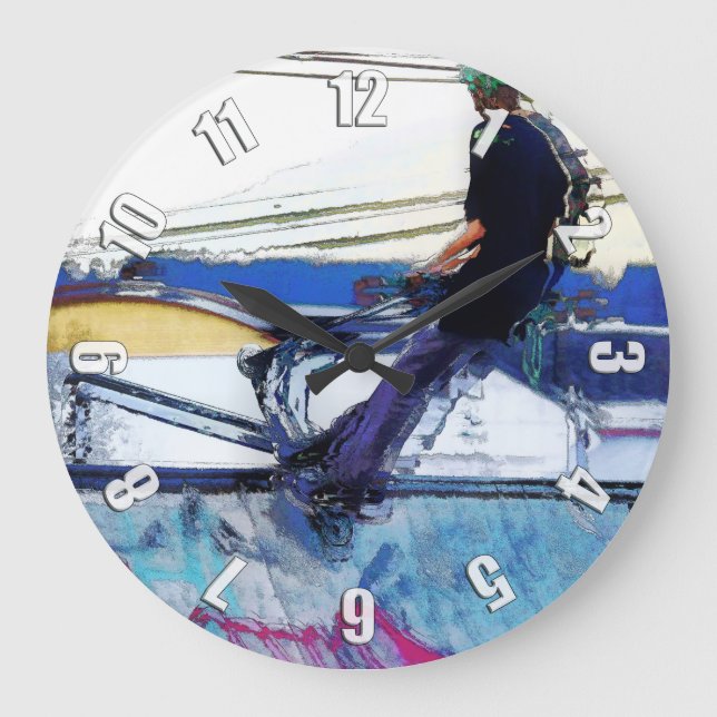 Hanging On  -  Stunt Scooter Artwork Large Clock (Front)