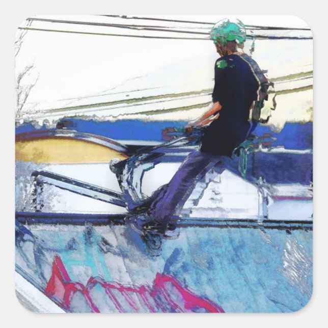 Hanging On  -  Stunt Scooter Artwork Square Sticker (Front)