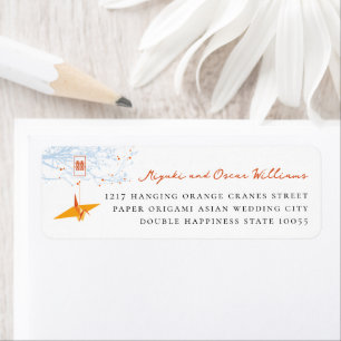 Hanging Orange Paper Crane 囍 Asian Wedding Address