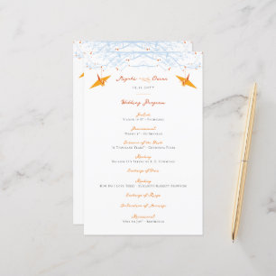 Hanging Orange Paper Cranes Asian Wedding Program